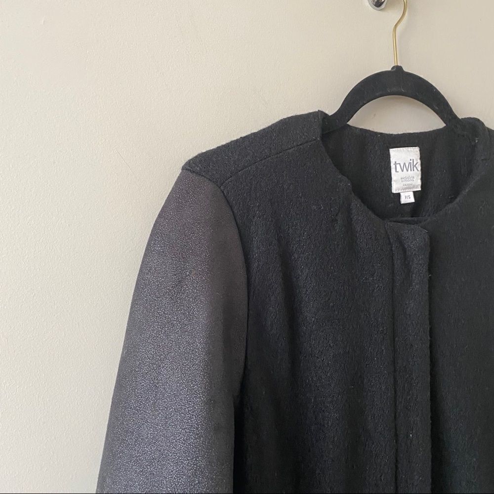 Nwot- Twik-wool Blend Two Tone Suede Sleeve Coat - Picture 7 of 10